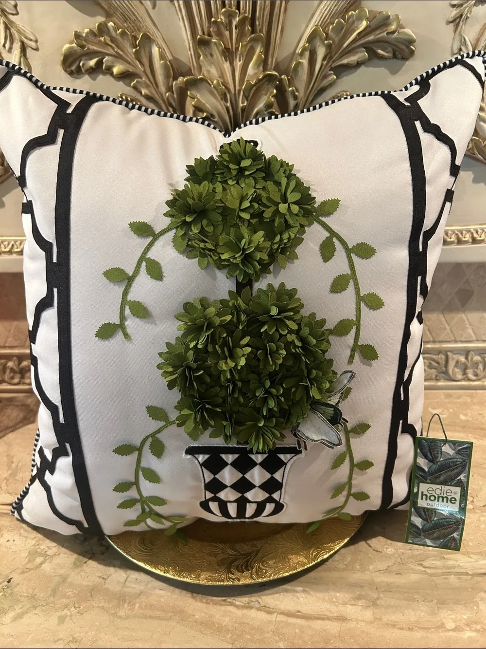 NWT Decorative 18” Square Topiary Outdoor Pillow